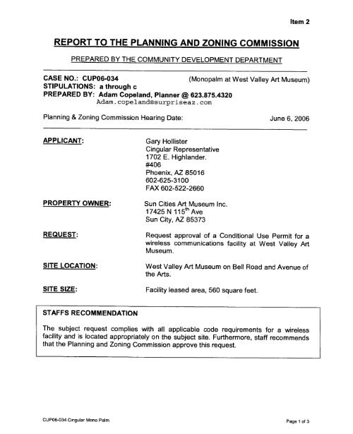 planning and zoning commission agenda - jun 06 ... - City of Surprise