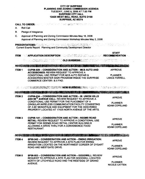 planning and zoning commission agenda - jun 06 ... - City of Surprise