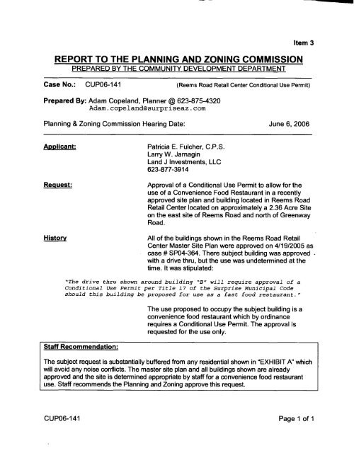 planning and zoning commission agenda - jun 06 ... - City of Surprise