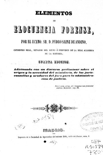 Elementos de elocuencia forense / Pedro Sainz de Andino