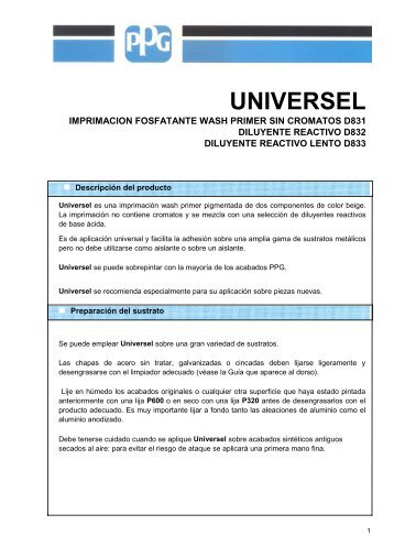 D831-832-833 Universel Wash primer s/cr. - Pinturerías Piccin Hnos.