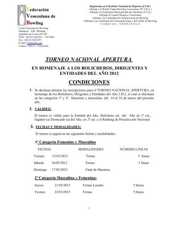 Informe Técnico Precompetitivo - federacion venezolana de bowling