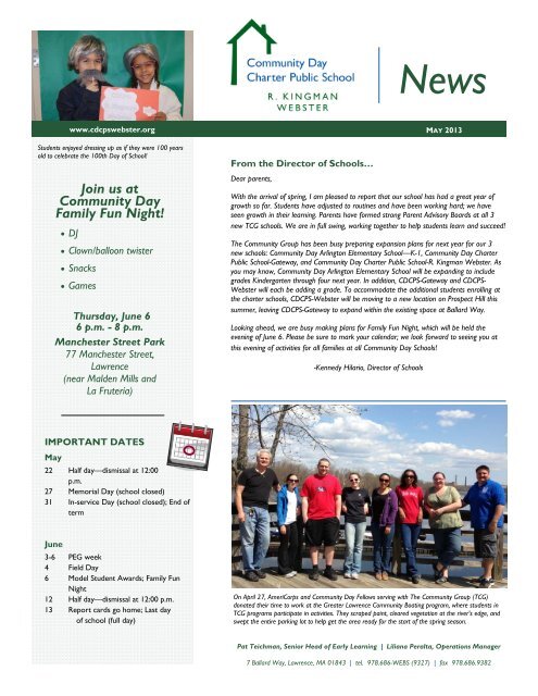 CDCPS-Webster News May 2013 - Community Day Charter Public