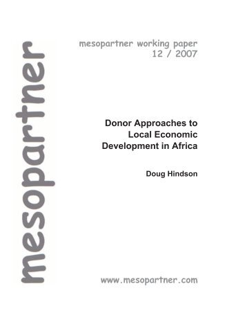 Donor Approaches to Local Economic Development in Africa www ...