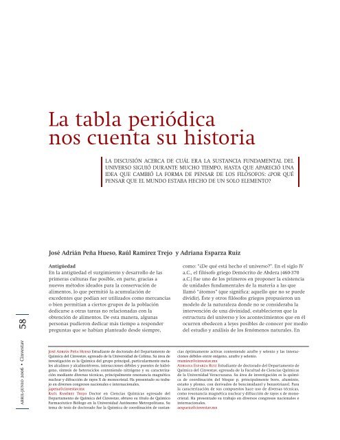 La tabla periódica nos cuenta su historia - Cinvestav