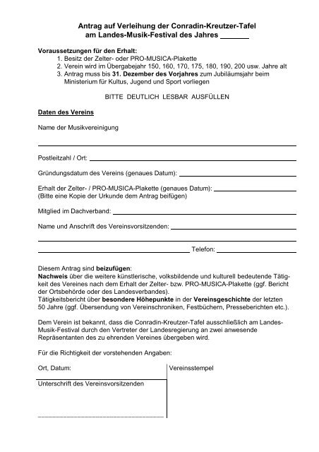 Antrag auf Verleihung der Conradin-Kreutzer-Tafel - Sängerbund ...