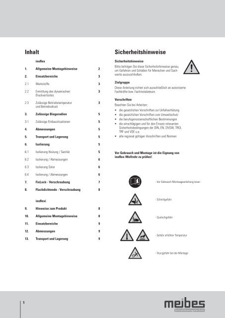 meibes Edelstahlwellrohr, Technische Infos