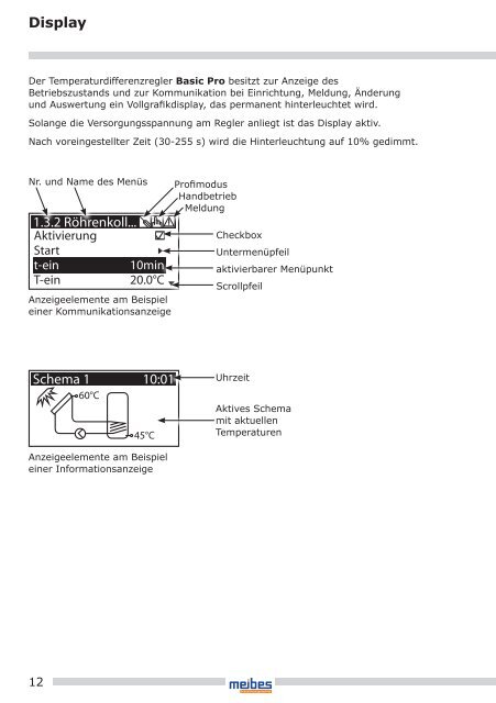 meibes Solarregler Basic, Anleitung