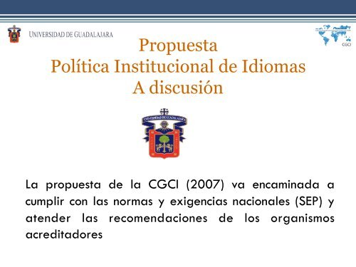 política institucional de idiomas - ciep - Universidad de Guadalajara