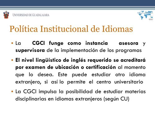 política institucional de idiomas - ciep - Universidad de Guadalajara