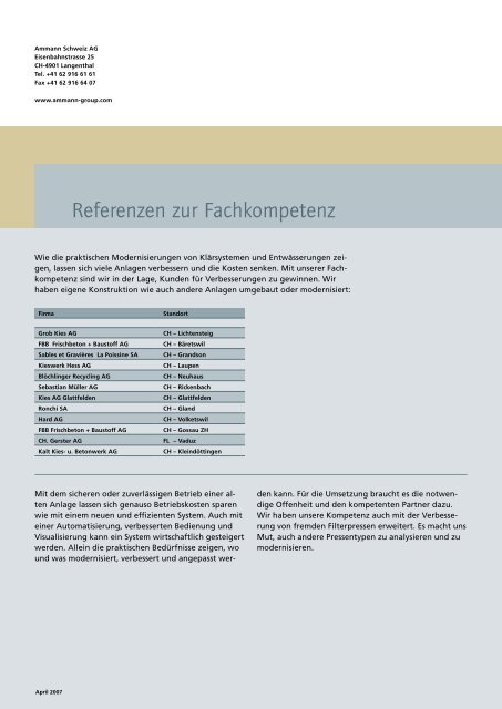 Bausteine der Modernisierung – Schlammwasser ... - Ammann Group