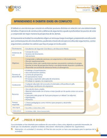 APRENDIENDO A DEBATIR IDEAS EN CONFLICTO - Valoras