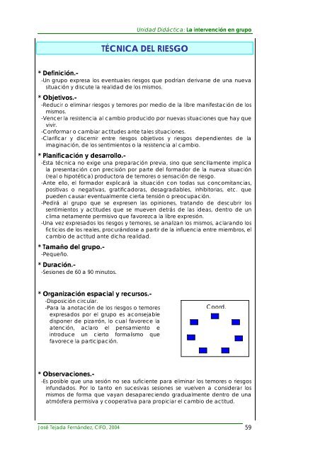 4. la intervención en grupo: técnicas de trabajo. - PHP Webquest