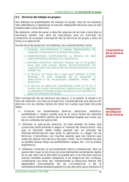 4. la intervención en grupo: técnicas de trabajo. - PHP Webquest