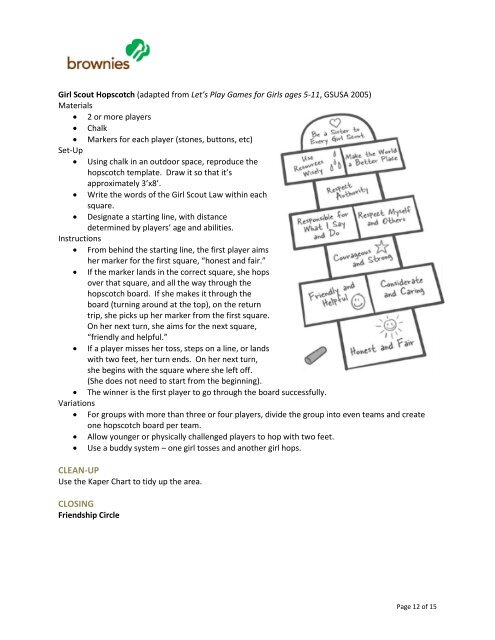 Girl Scout Brownie Kaper Chart