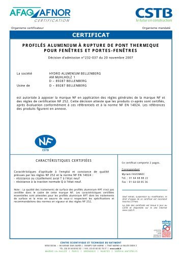 PROFILÉS ALUMINIUM À RUPTURE DE PONT THERMIQUE ...