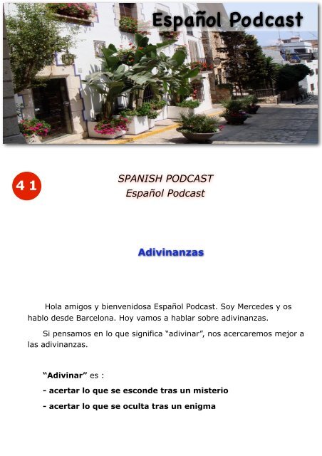 41 : Adivinanzas - Español Podcast / Spanishpodcast