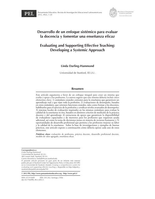 Descargar este artículo PDF - Pensamiento Educativo