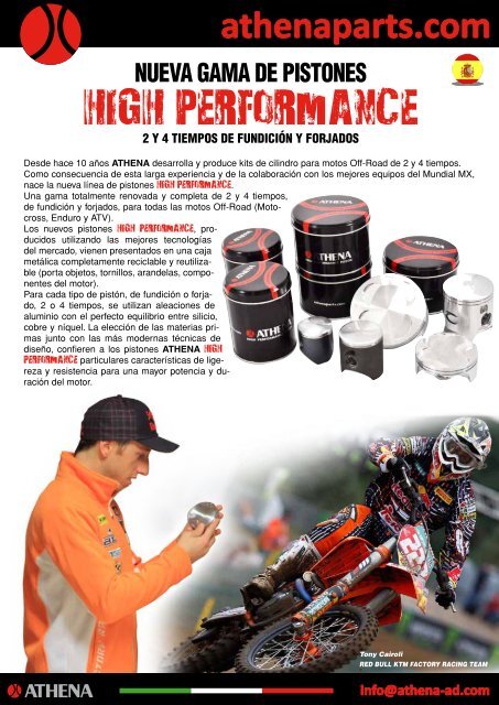 nueva gama de pistones high performance 2 y 4 tiempos ... - Athena