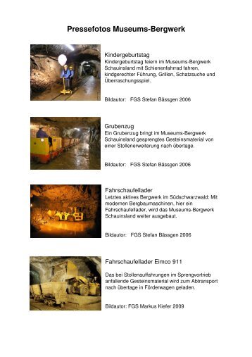 Pressefotos Museums-Bergwerk - Museumsbergwerk Schauinsland
