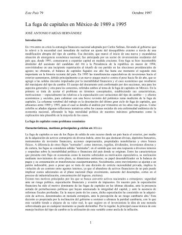 La fuga de capitales en México de 1989 a 1995 - Este País