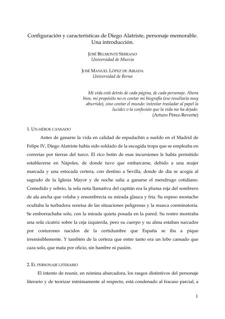 Configuración y características de Diego Alatriste, personaje ...