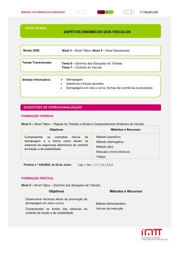 ASPETOS DINÂMICOS DOS VEÍCULOS - Imtt