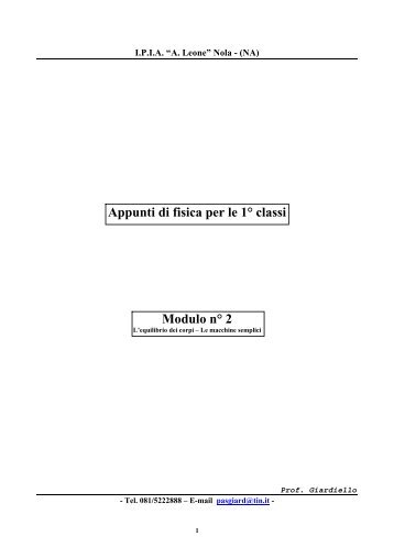 Appunti di fisica per le 1° classi Modulo n° 2 - Studio tecnico dell'ing ...