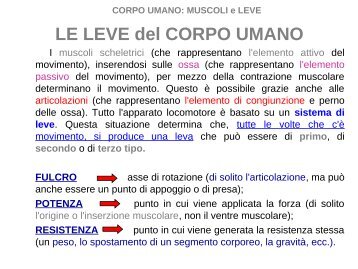 LE LEVE del CORPO UMANO.pdf - Istituto Paritario "Enrico Medi"