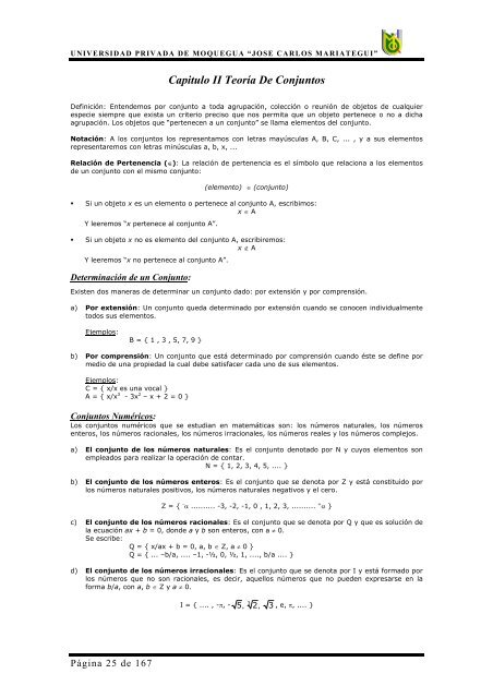 Capitulo II Teoría De Conjuntos - Universidad José Carlos Mariátegui