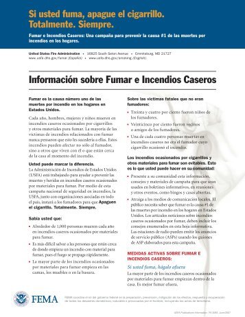 Fumar e Incendios Caseros - U.S. Fire Administration