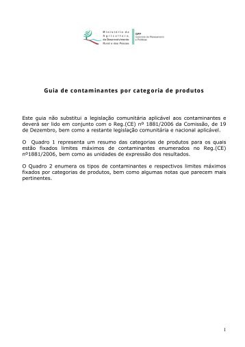 Guia de contaminantes por categoria de produtos