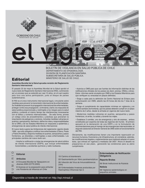 El Vigia Nº 22 - Departamento de Epidemiología - Ministerio de Salud