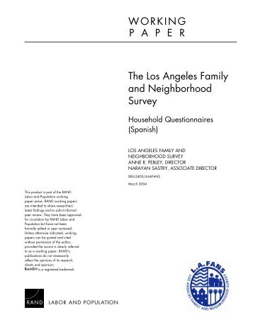 The Los Angeles Family and Neighborhood Survey: Household ...