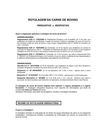 rotulagem da carne de bovino - Gabinete de Planeamento e Políticas
