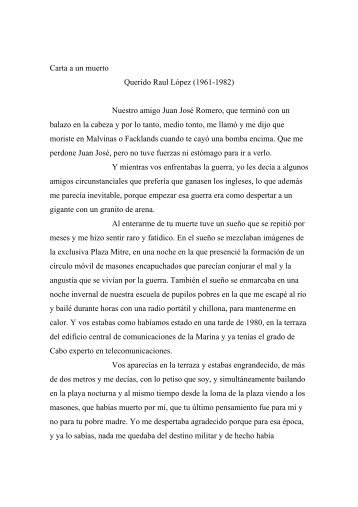 Carta a un muerto Querido Raul López (1961-1982 ... - Ayesha Libros