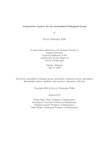 Constructive Aspects for the Generalized Orthogonal Group by ...