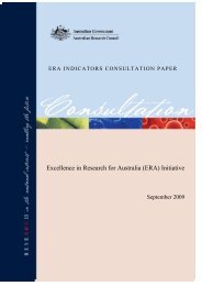 ERA Indicators Consultation Paper - Australian Research Council