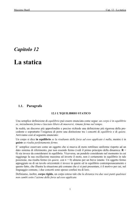 Cap. 12 - La statica - Massimo Banfi