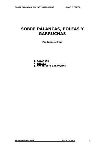 SOBRE PALANCAS, POLEAS Y GARRUCHAS - Casanchi