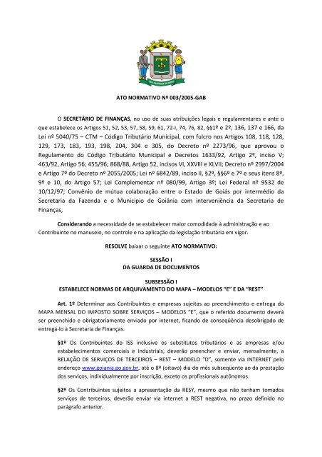 Lei nº 5040/75 – CTM – Código Tributário Municipal, com fulcro nos ...