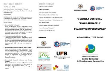 v escuela doctoral “singularidades y ecuaciones diferenciales”