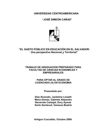 El gasto público en educación en El Salvador - Universidad ...