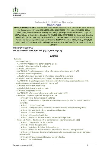Reglamento (UE) 1169/2011, de 25 de octubre LCEur 2011\1900 ...
