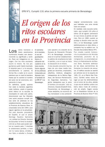 El origen de los ritos escolares en la Provincia - Dirección General ...