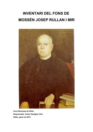 Quadre de classificació del fons de mossèn Josep Rullan i Mir