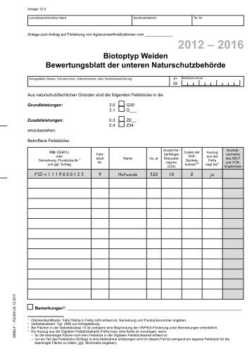 Biotoptyp Weiden Bewertungsblatt der unteren Naturschutzbehörde