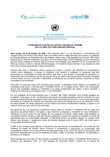 NOTA DE IMPRENSA Emitida pelo Gabinete do Enviado ... - Unicef