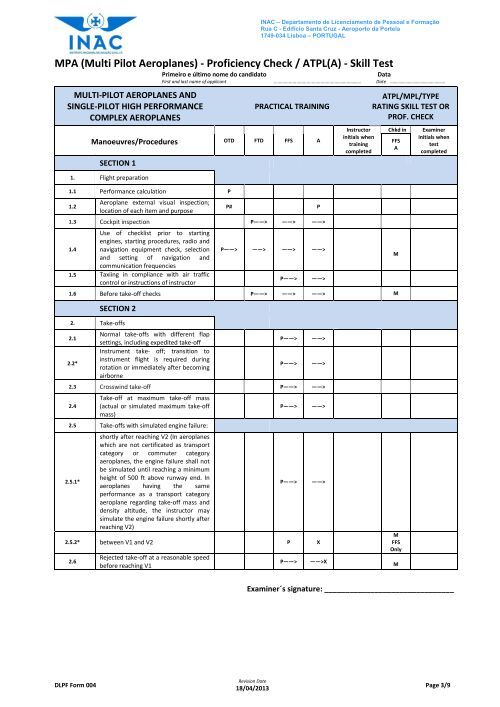 MPA (Multi Pilot Aeroplanes) - Proficiency Check / ATPL(A) - Skill Test