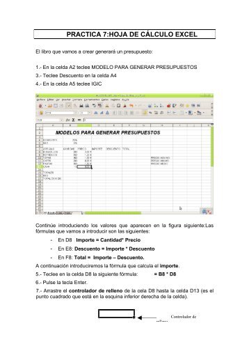 PRACTICA 1:HOJA DE CÁLCULO EXCEL